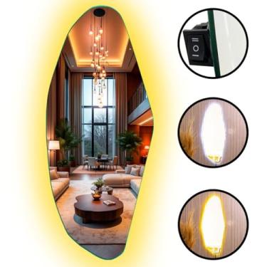 Imagem de Espelho LED Decorativo de Parede, 90cm, Corpo Inteiro, Design Luxuoso, com Interruptor, Iluminação Quente/Fria (1, BRISA)