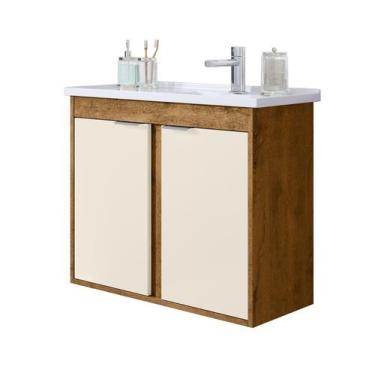 Imagem de Gabinete para Banheiro New Prisma Com puxadores de Alumínio Suspenso F