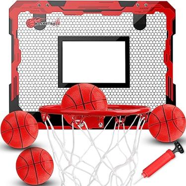 Imagem de LNCOJOLM Mini Cesta De Basquete Montada Na Parede Para Crianças De 5, 6, 7, 8, 9, 10 Anos Ou Mais, Meninos, Cesta De Basquete Interna Com 4 Bolas Para Quarto, Jogo Esportivo Dunk Pro, Brinquedos Int