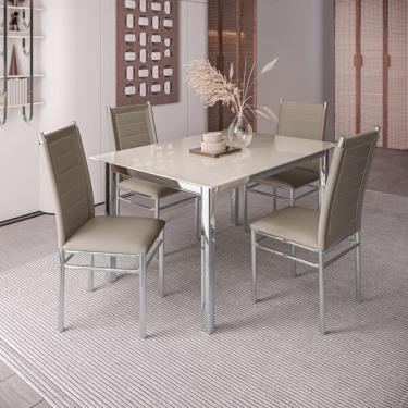 Imagem de Conjunto Sala De Jantar Mesa Dubai Tampo Vidro Com 4 Cadeiras