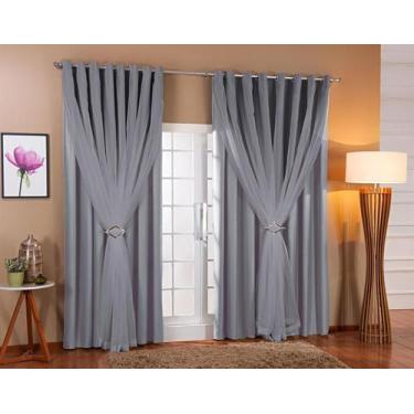 Imagem de Cortina Voil Com Forro Blackout Tecido 2,80X1,80 Sala Quarto - Doce La