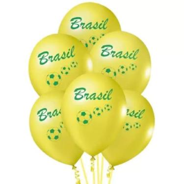 Imagem de 25 Unid Balão Amarelo Brasil Bexiga 9 Pol Copa Decoração