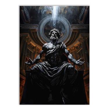 Imagem de Placa Decorativa Imperador Marco Aurélio Trono Estoicismo Filosofia Poster Quarto Sala