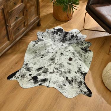 Imagem de SVATOUCH Tapete de couro bovino premium 9,5 x 1,2 m, decoração ocidental, estampa de vaca espessa, tapete de vaca para quarto, sala de estar, decoração de escritório