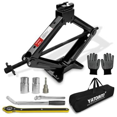 Imagem de YATOINTO Macaco Tesoura De 3 Toneladas/6614 Libras, Kit Troca Pneus Com Carro 7 Peças, Conjunto Trocador Portátil Que Inclui Preto, Adaptador Furade
