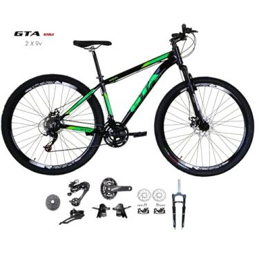 Imagem de Bicicleta Aro 29 Gta Start Kit 2x9 Gta Sunrun Freio Disco K7 Garfo com Trava (Preto/Verde, 17)