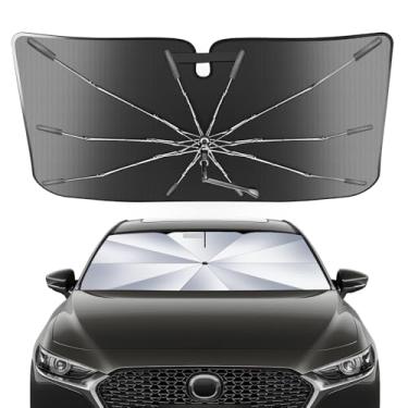 Imagem de Guarda-sol portátil para para-brisas personalizado adequado para Mazda 3 2014–2018, 2 em 1, guarda-chuva de sombra compacto durável de cristal de gelo UPF50+ UV proteção contra isolamento térmico de