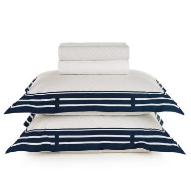 Imagem de Jogo de Lençol King 100% Algodão Percal 200 Fios Barcelos 4 Peças Karsten