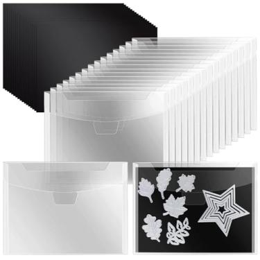 Imagem de Vmiapxo 48 peças de bolsos para carimbo e matriz com folhas magnéticas de borracha, organizador de adesivos reutilizáveis à prova d'água, porta-recibos, envelopes de plástico para fazer cartões (12,7 cm x 17,8 cm)