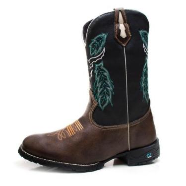 Imagem de bota texana country infantil meninos rodeio peão botina de couro 24 ao