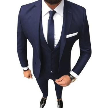 Imagem de Terno Masculino Slim Corte italiano Paletó + Calça  LS TERNOS, Azul, P