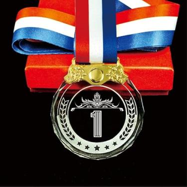 Imagem de Crystown Medalhas de Cristal 1º 2º 3º Prêmio Vencedor MVP Troféu de Vidro Ouro Prata Bronze Prêmios com Fita, Estilo Olímpico, para Eventos de Competições Esportivas, Festas de Feriado, Presentes de