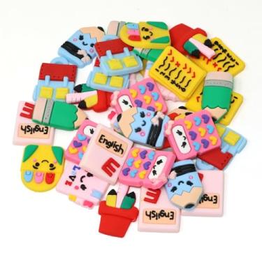 Imagem de Honbay 40 peças de berloque de geleca de volta às aulas formas mistas materiais escolares de resina cabochão papelaria decoração plana para acessórios de cabelo capa de telefone scrapbook artesanato (10 estilo)