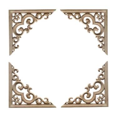 Imagem de Lilihuimaoyi 4 Apliques Decorativos de Madeira, Apliques de Cantos Esculpidos, Decalques de Madeira Esculpida Faça Você Mesmo para Lareiras, Armários E Cômodas, 15x15cm