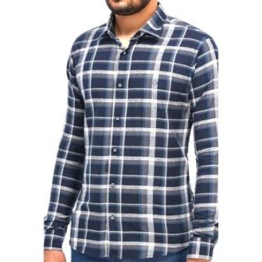 Imagem de Camisa Masculina Ogochi Casual Slim Xadrez 0152 Cor:;Tamanho:P-Masculino