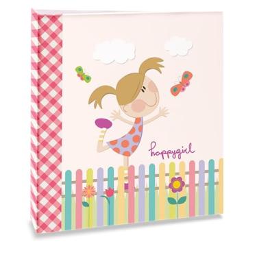 Imagem de Álbum de fotos Ical, encadernação tradicional, para 120 fotos 10x15cm - envelope plástico transparente - linha Infantil - modelo happy girl - 244
