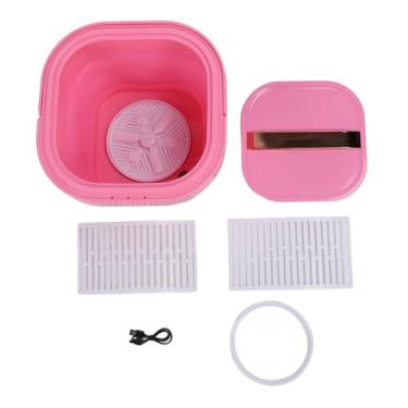 Imagem de Máquina de lavar dobramento Mini Mini arruela dobrável Máquina de lavar roupa de roupas de roupa recarregável para camping Apartamento Dorms Material de silicone 1766g (Róseo)