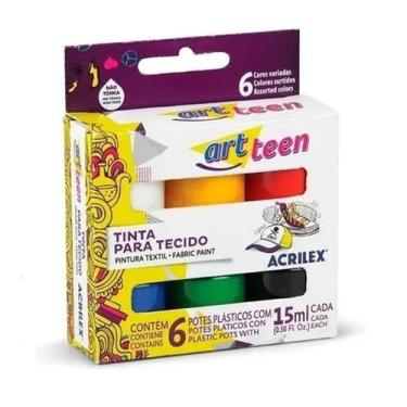 Imagem de 2 Tinta Para Tecido Fosca C/ 6 Cores 15ml - acrilex