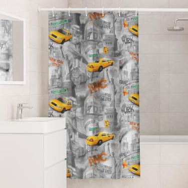 Imagem de Cortina Box Banheiro PVC Impermeável Antimofo Instalação Fácil Decoração Ganchos NY