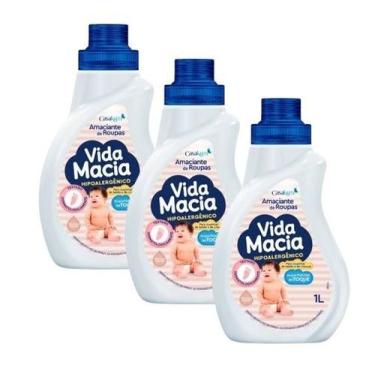 Imagem de Kit 3 Amaciante Diluido Vida Macia Glicerina e Algodão 1L