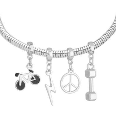 Imagem de Pulseira Esporte Berloque Banhado a Prata 925 - Work Semijoias, 16 cm 