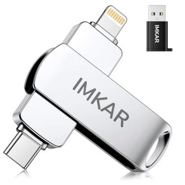 Imagem de Flash Drive certificado MFi de 512 GB para iPhone iPad, armazenamento IMKAR Memory Stick para fotos e vídeos, compatível com iPhone, iPad, Android e PC, Plug and Play, sem necessidade de aplicação