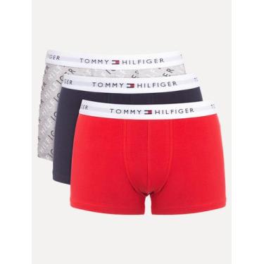 Imagem de Kit Cuecas Tommy Hilfiger Cotton Stretch Trunk Repeat Vermelha/Marinho