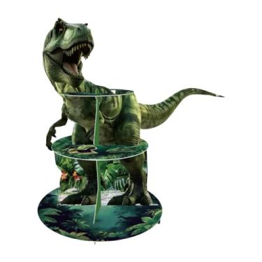 Imagem de MotiveTech Suporte para Cupcake de Dinossauro, Suporte para Sobremesas, Doces, Chá de Bebê, Bolo de 3 Andares