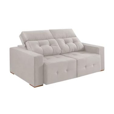 Imagem de Sofá 3 Lugares Retrátil e Reclinável Roma Veludo Areia 210 cm