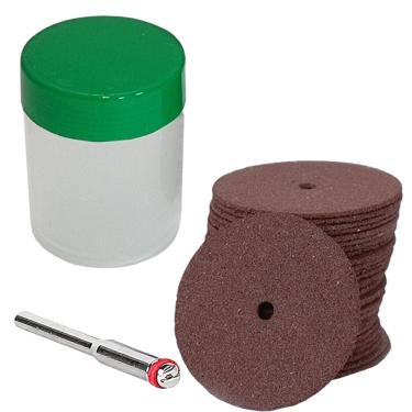 Imagem de Kit 30 Disco De Corte 24Mm Com Haste 3Mm Para Micro Retífica