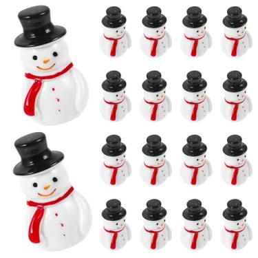 Imagem de SEWACC 20 peças de estatuetas de boneco de neve em miniatura de Natal, decoração de boneco de neve de resina, ornamento de micro paisagem para artesanato, decoração de férias, 2,9 cm