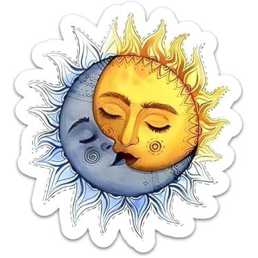 Imagem de Adesivo de vinil vintage retrô crescente celestial (12,7 cm) sol e lua adesivos para carros, para-choques, janelas, veículos automotivos, vans, caminhões