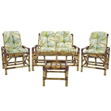 Imagem de Conjunto Cadeiras de Bambu + Mesa Para Sala e Área Externa T10 - Elega