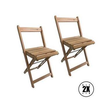 Imagem de Kit 2 Cadeiras Dobrável p/ Bar e Restaurante Madeira Natural Sem Pintu