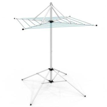 Imagem de Varal De Chão Aço Carbono Retrátil Giratório Reforçado 5 Cordas Duráve