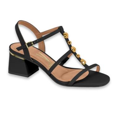 Imagem de Sandália Feminina Vizzano Salto Bloco Medio Detalhe Metais Ref: 6428.1