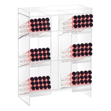Imagem de gjkldcvb Rack de tubo de acrílico transparente para montagem na parede e bancada organizador de tubos longos com ferragens para pendurar 9 compartimentos para indústria alimentícia e clínicas