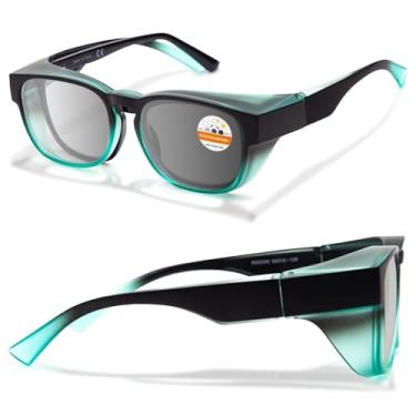 Imagem de LianSan Óculos De Segurança Fotocrômicos Sobre Para Homens E Mulheres - Compatível Com Lentes Antirreflexo Resistentes A Uv400 Arranhões (Preto, Verde Cinza Claro)