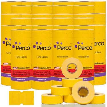 Imagem de Perco 1 linha de etiquetas amarelas - Caixa com 30 mangas, 240.000 etiquetas de preço em branco para Perco Lite, X, Plus e Pro 1 linha Price e Date Guns
