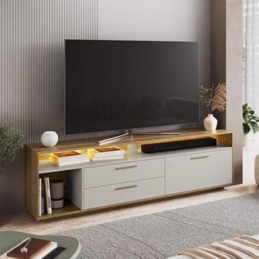 Imagem de Rack para TV até 75 Polegadas 2 Gavetas com iluminação Led Reims Art I