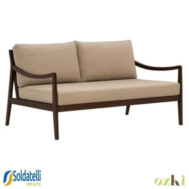 Imagem de Sofá 2 Lugares Évora Madeira Amêndoa com Opções de Tecido e Corda - Oz