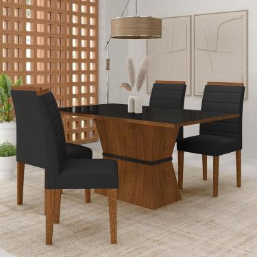 Imagem de Mesa 1,36 Biella Com 4 Cadeiras Estofadas Freijó/pto/sd Preto - M.a