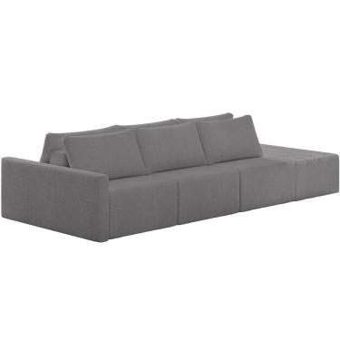 Imagem de Sofá Ilha Modular Para Sala 342cm com Puff Dublin K01 Bouclê Cinza - Lyam Decor