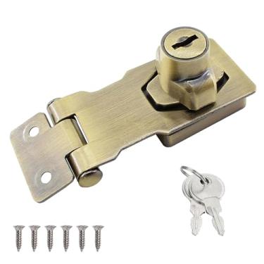 Imagem de Wopanxye Fecho de trava de porta com chave de botão giratório, trava e grampo de ferrolho de segurança, fivela de fecho de parafuso de trava de aço inoxidável, para armários, gavetas, armário, porta