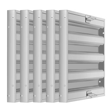 Imagem de Filtros de capô comerciais, 40 cm L x 61 cm A, pacote com 5 filtros de graxa de aço inoxidável 430, filtro de exaustor de 4 ranhuras para exaustores de cozinha de restaurante, resistente, fácil de