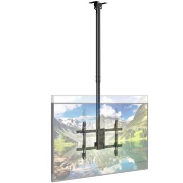 Imagem de Suporte de TV de teto para a maioria das telas de 43-86 polegadas, suporte de TV ajustável resistente, VESA máximo 600 x 400 mm, suporta até 59,9 kg, serve para telhado inclinado/abobadado (preto)