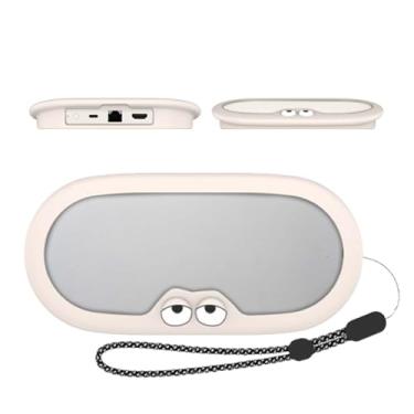 Imagem de Capa de silicone para Google TV Streamer 4K 2024, linda capa protetora de olhos 3D para Google TV Streamer 4K Host Box, com cordão/fita adesiva, proteção antiderrapante contra choque (branca)