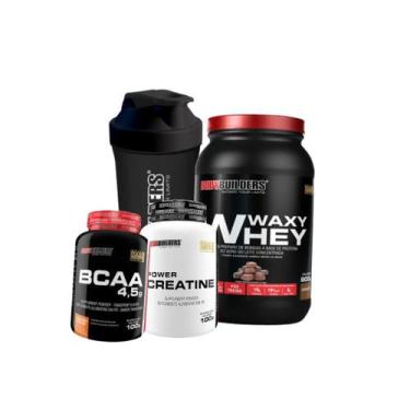 Imagem de Kit Waxy Whey 900gr, Creatina 100g, Bcaa, Coqueteleira - Bodybuilders,