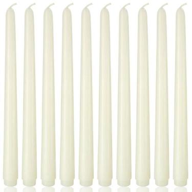 Imagem de Velas Yiflyer, pacote com 10, marfim, 25 cm, sem perfume, cônico
