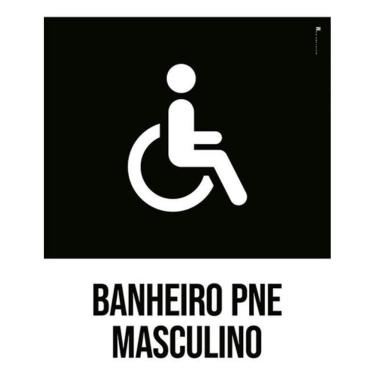 Imagem de Kit 3 Placas Sinalização - Banheiro Pne Masculino Desenho